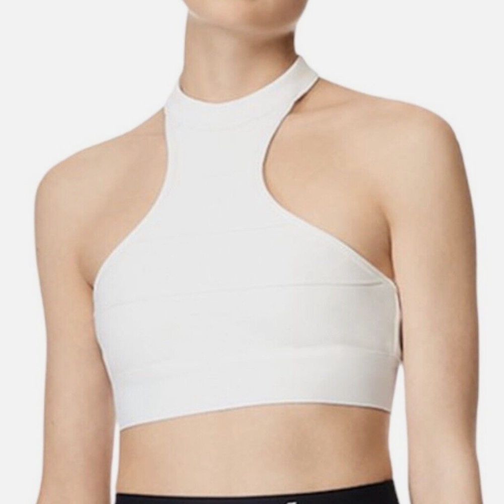 Herve Leger Bandage Halter Crop Top In Alabaster $145 NWT